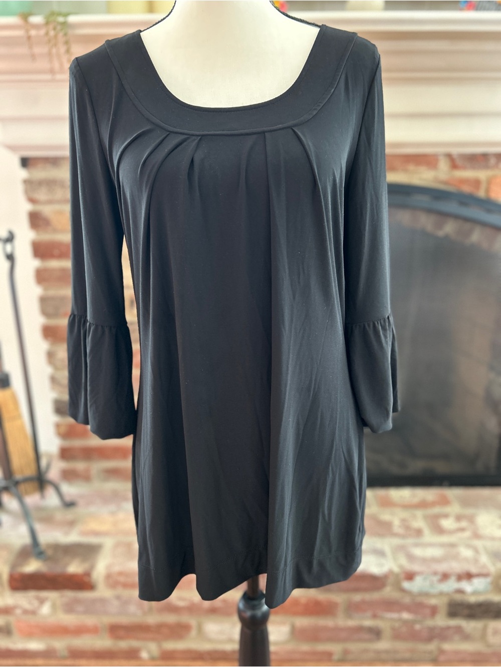 White House Black Market Bell Sleeve Size Medium Black Top